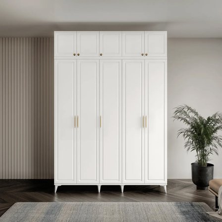 Milas Gold 5 Kapaklı Komple MDF Ayaklı Yüklüklü Gardırop