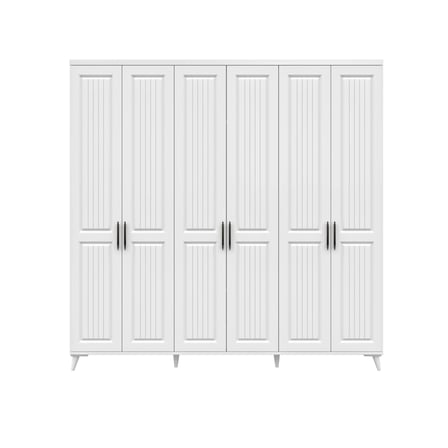Adenna 6 Kapaklı Komple MDF Beyaz Gardırop