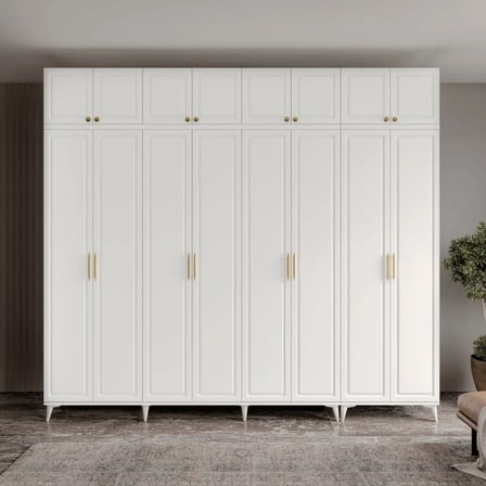 Milas Gold 8 Kapaklı Komple MDF Ayaklı Yüklüklü Gardırop
