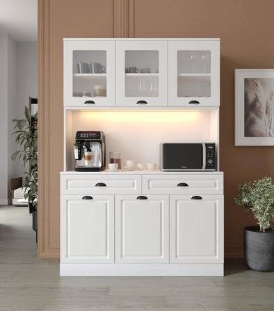 Luna Kahve Köşesi - 140 cm MDF Mutfak Dolabı - LED Aydınlatmalı -