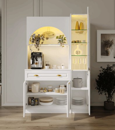 Armoni Gold Midi Kahve Köşesi Sağ Vitrinli Komple MDF