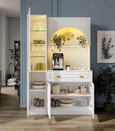 Armoni Gold Midi Kahve Köşesi Sol Vitrinli Komple MDF