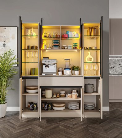 Viona Maxi Kum Beji Komple MDF LED Aydınlatmalı Kahve Köşesi