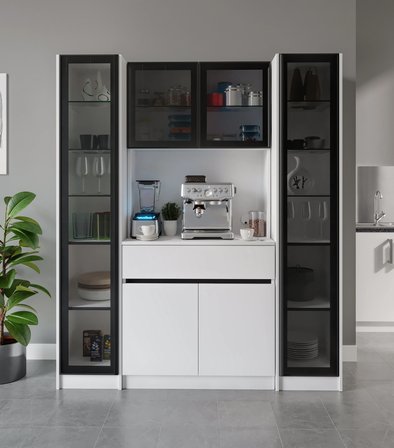 Moon Maxi Kahve Köşesi Komple MDF LED Aydınlatmalı Mutfak Kahve Dolabı