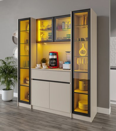 Lora Maxi Kum Beji Komple MDF LED Aydınlatmalı Kahve Köşesi
