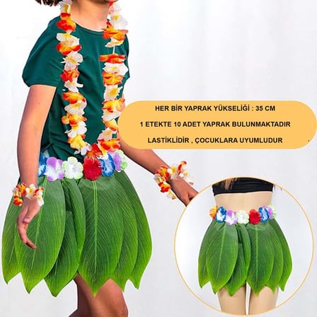 Tropikal Esintili Hawaii Yapraklı Parti Eteği Çocuk Boy ()