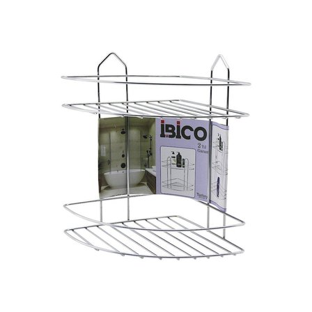 2 KATLI - ÜÇGEN   KROM   METAL  BANYO KÖŞELİK - DUŞKABİN RAF (5517)