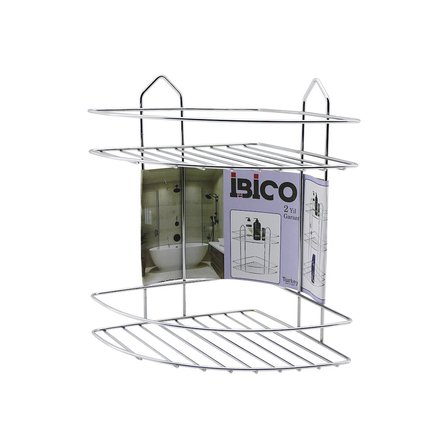 2 KATLI - ÜÇGEN   KROM   METAL  BANYO KÖŞELİK - DUŞKABİN RAF (5517)