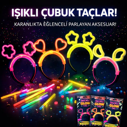 Karanlıkta Parlayan Glow Taç Seti  Adet – Yıldız Kalp Ay Çiçek (Her Model  Adet) ()