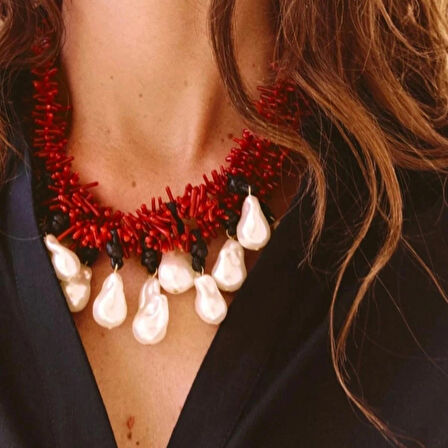 Kırmızı İnci Kolye