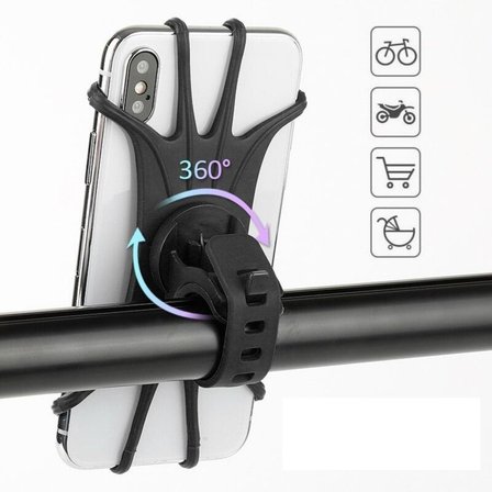 Universal Bisiklet Motosiklet Çocuk Arabası Silikon 360 Derece Telefon Tutucu Tüm Modellerle Uyumlu 