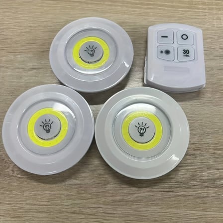 Uzaktan Kumandalı Yapışkanlı 3&amp;#39;lü Led Spot Lamba (5332)