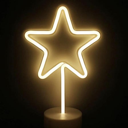 Yıldız Tasarımlı Neon Led Masa Ve Gece Lambası Dekoratif Işık (5332)