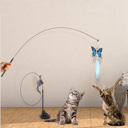 Vantuzlu Tüylü Zilli Olta Kedi Oyuncağı (5332)