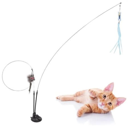 Vantuzlu Tüylü Zilli Olta Kedi Oyuncağı (5332)