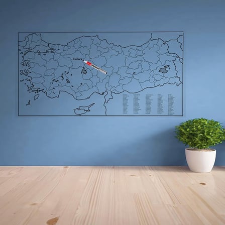 Yazılabilir Türkiye Haritası Manyetik Duvar Stickerı 110 x 56 cm (5332)