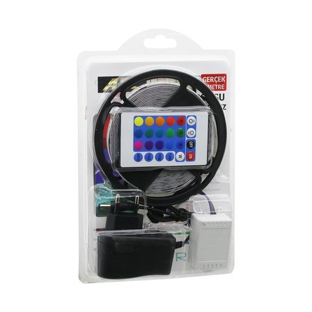 ATC LED STRIP EL-07-RUS-K  5MT  KUMANDALI - ADAPTÖRLÜ RGB RENKLİ ŞERİT LED IP65=SU GEÇİRMEZ SMD=2835