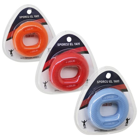 HALKA MODEL RENKLİ SPORCU SİLİKON EL YAYI ÇİFT KULLANIM = 20-30LBS - 40-50LBS - 50-60LBS (5332)