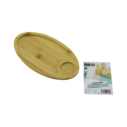 OVAL 2 BÖLMELİ=1+1 AHŞAP BAMBU SERVİS SUNUM TEPSİ - TAHTASI MİNİ TEPSİ 25 X 14 X 1.4CM (5332)