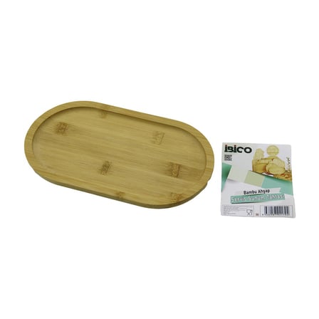 OVAL AHŞAP BAMBU SERVİS SUNUM TEPSİ - TAHTASI MİNİ TEPSİ 25 X 14 X 1.4CM (5332)