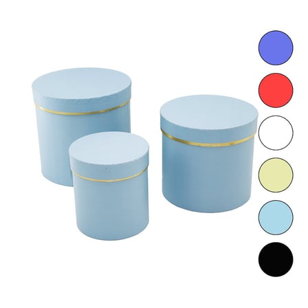 3PCS YUVARLAK MAT RENKLİ - DÜZ RENK KARTON HEDİYE KUTUSU 18-16-12CM (5332)