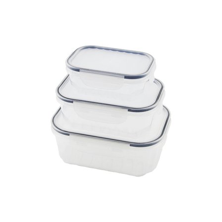 3PCS QUİCK SIZDIRMAZ SAKLAMA KABI SETİ ŞEFFAF KAP - BUĞULU-CONTALI KAPAK  500-1000-1700ML (5332)