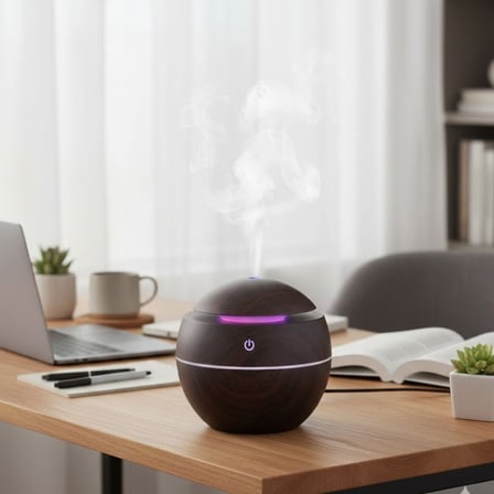 Küre Model Akasya Renk Hava Nemlendirici – Ultrasonik Soğuk Buhar Makinesi, LED Işıklı Masaüstü Oda 