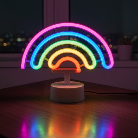 Plastik Gökkuşağı Neon LED Işık – Dekoratif Renkli Masaüstü ve Ambiyans Aydınlatması (5332)