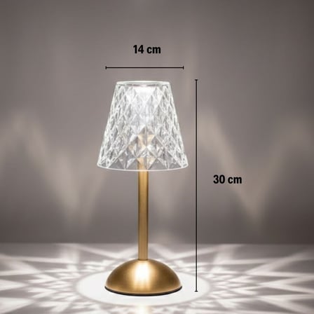 Uzun Klasik Şeffaf Baklava Model LED Masa Lambası – Dokunmatik, 3 Renk Işık Modlu, Şarjlı Dekoratif 