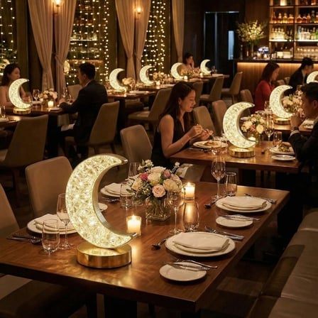Hilal AY Model Kristal LED Masa Lambası – Dokunmatik, 3 Renk Işık Modlu, Şarjlı Mini Dekoratif Gece 