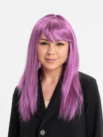 Rose Pembe Renk Düz Kesim Uzun Parti Peruğu Takma Saç (5332)