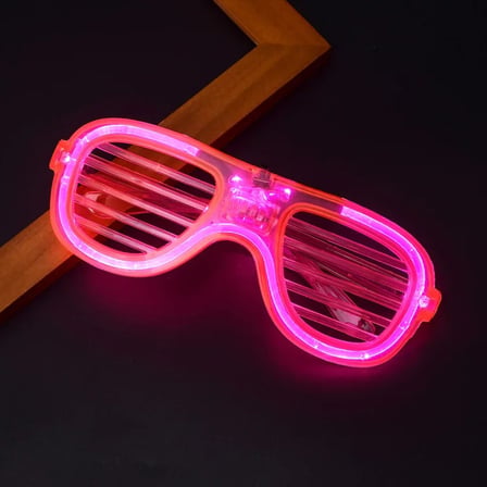 Pembe Led Işıklı Parti Gözlüğü - Neon Glow Şerit Gözlük 3 Modlu (5332)