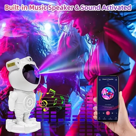 Astronot Gece Lambası Projektör Bluetooth Hoparlör Uzaktan Kumandalı (5332)