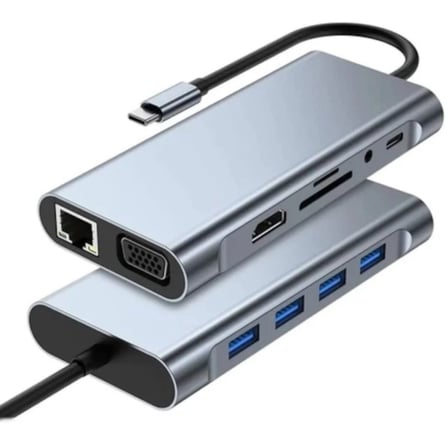 8in1 Type-C Çoklayıcı Hub HDMI 4K USB 3.0 SD TF Kart RJ45 Ethernet Dönüştürücü Adaptör (5332)