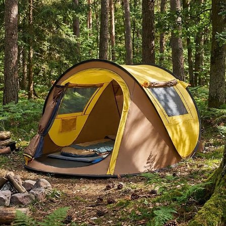 2 Kişilik Vagon Tipi Yarı Otomatik Kamp Çadırı – Çift Kapılı, Çift Pencereli, Hafif Taşınabilir Outd