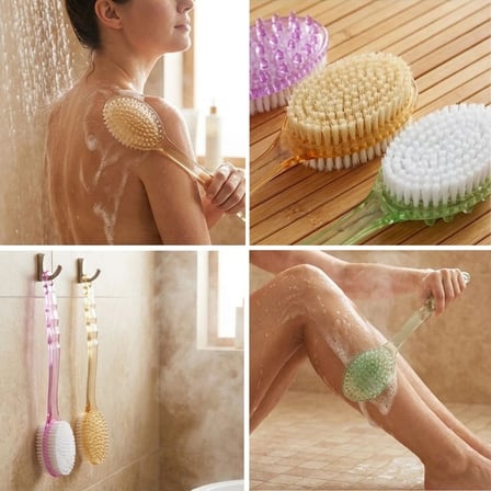 Plastik Saplı Vücut Temizleme Fırçası - Çok Amaçlı Sırt ve Vücut İçin Banyo ve Duş Kese Aparatı (533