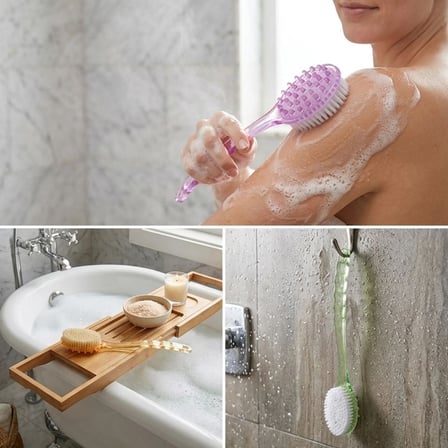 Plastik Saplı Vücut Temizleme Fırçası - Çok Amaçlı Sırt ve Vücut İçin Banyo ve Duş Kese Aparatı (533