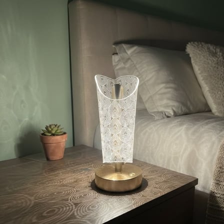 Açık Silindirik Kristal Damla Model LED Masa Lambası – Gold Tabanlı, Dokunmatik, 3 Renk Işık Modlu, 