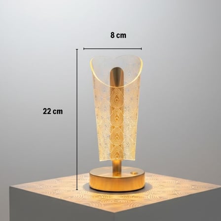 Açık Silindirik Kristal Damla Model LED Masa Lambası – Gold Tabanlı, Dokunmatik, 3 Renk Işık Modlu, 