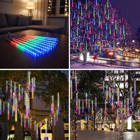 10&amp;apos;lu 45 CM Uzunluğunda Plastik Meteor 2m Kablo LED USB RGB Ağaç Işığı – Renk Değiştiren As