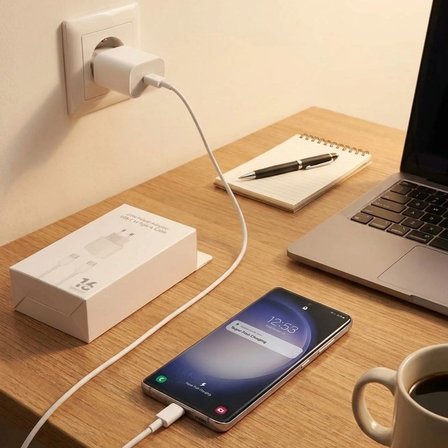25W Hızlı Şarj Adaptörü USB-C to Type-C Kablolu – PD Destekli, Süper Hızlı Şarj Cihazı (5332)