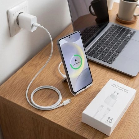25W Hızlı Şarj Adaptörü USB-C to Type-C Kablolu – PD Destekli, Süper Hızlı Şarj Cihazı (5332)
