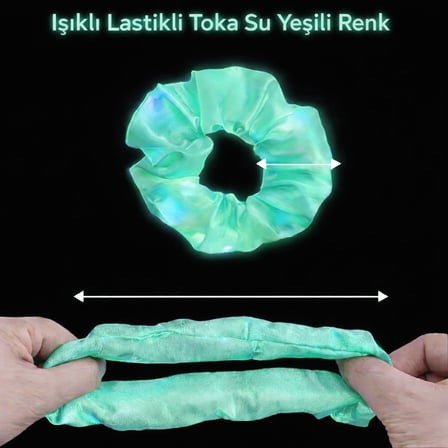 Mint Yeşili Renk Led Işıklı Lastikli Saç Tokası - 3 Modlu Festival - Parti Saç Tokası (5332)