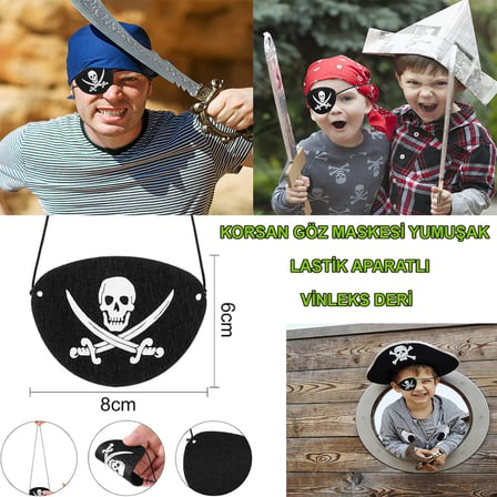Vinleks Deri Korsan Göz Bandı Göz Maskesi Lastikli (5332)
