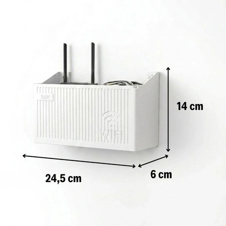 Duvar Tipi Wi-Fi Modem Saklama Kutusu(Beyaz) – Kablo Düzenleyici Router Raf Organizer (5332)