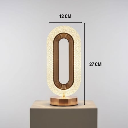 Oval Şeklinde Kristal LED Masa Lambası – Dokunmatik, 3 Renk Işık Modlu, Şarjlı Dekoratif Gece Lambas