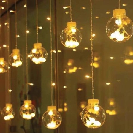 10 Sarkıtlı Kumandalı Dekoratif Top İçi Mini Toplu LED Günışığı Rengi Dekoratif Aydınlatma (5332)