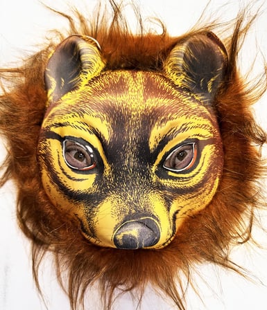 Kahverengi Saçlı Kaplan Aslan Leopar Maskesi Mega Peluş 32 No (5332)