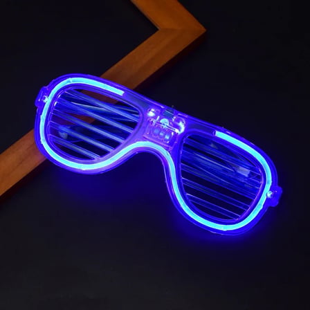 Mavi Led Işıklı Parti Gözlüğü - Neon Glow Şerit Gözlük 3 Modlu (5332)