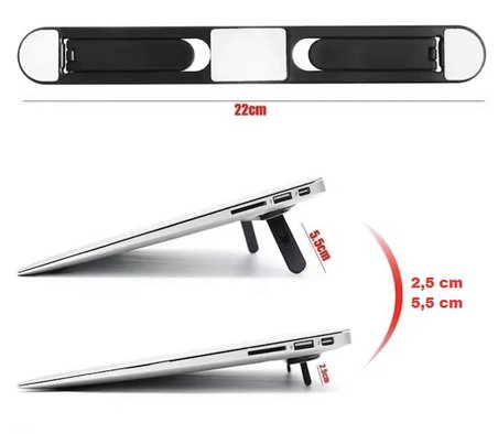 2 Kademeli Katlanabilir ve Yapışkanlı Laptop Standı Siyah (5332)
